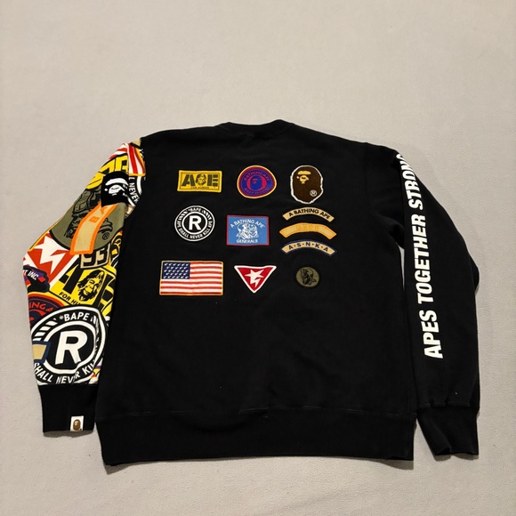 A Bathing Ape Sweatshirt Size XL Black Embroidery Patch Streetwear Y2K Style - Picture 7 of 10